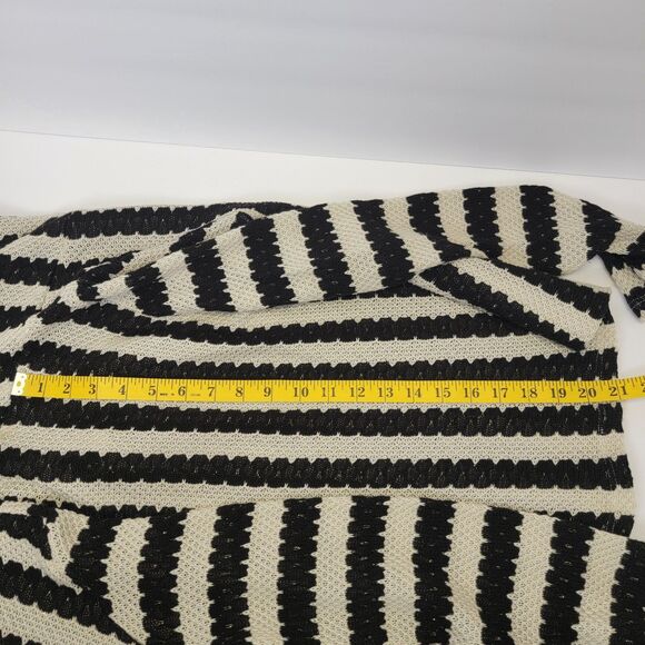 Freeway Womens Black White Stripe Gold Threads Cowl Neck Long Sleeve Sweater M - Picture 10 of 11